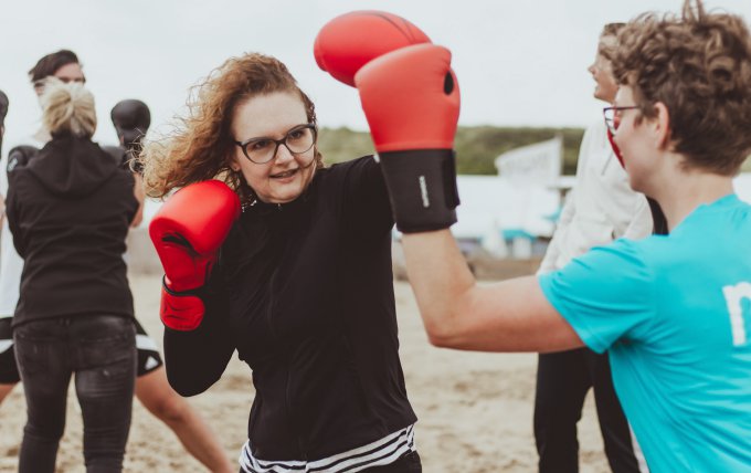 Boksclinic op het strand